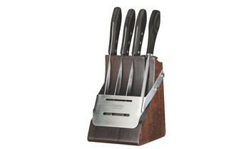 TRAMONTINA Edelstahl Küchenmesser Set mit Wetzstahl Holzblock - Lagerabverkauf