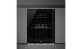 SMEG Einbau-Weinlagerschrank, CVI638LN3, H: 82-87 cm, Linksanschlag, Eclipse-Schwarzglas